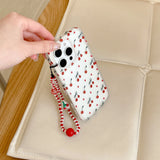 INS Korea Cherry Fruit Phone Case For Iphone 15ProMax 16Pro 13 14 15 16 Pro Max Pendant Bracelet Fundas Cover