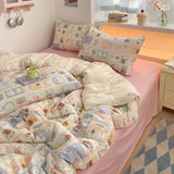 100% Cotton Bedding Set Cartoon Cute Animals Duvet Cover Set Bed Linen Flat Sheets Set 2 Pillowcases Single Double Queen Size