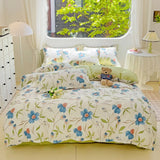 100% Cotton Bedding Set Soft Skin-friendly Four Piece Set Single Couple Flower Printed Comforter Duvet Cover Set for Adults Kids