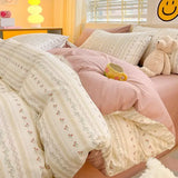 Kawaii Princess Pure Cotton Bedding Set Full Size Lovely Ruffles Single Doubel Duvet Cover Set Girls Woman Cozy Bedding Sets