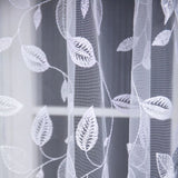 1PC Leaf Embroidered Lace Sheer Curtain, Double Layer Arch Design, Breathable Light Filtering For Kitchen Bedroom Living Room