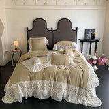 4pcs French Princess Style Pure Cotton 100% Bedding Set Luxury Quilt Cover 200x230 220x240 Bed Cover and 2pcs Pillowcases