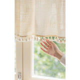 Retro Coffee Cotton Linen Kitchen Half Door Decorative Partition Linen Short Curtains