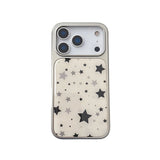 Luxury Star Pattern Five-pointed Stars Printed Plated Frame Phone Case for iPhone 16 15 14 17 Pro Max Shockproof Cover Funda