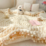 Nordic Fluffy Sofa Blanket Milk Fleece Fringed Ball Blanket Thickened Soft Lamb Fleece Sofa Cover Blanket Nap Home Bedroom Decor