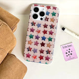 Fashion Colorful Five-pointed Stars Printed Laser Phone Cases for IPhone 13 16 15 14 17Pro Max Shockproof Protective Cover Case