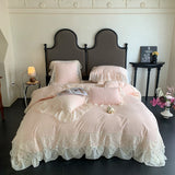 4pcs French Princess Style Pure Cotton 100% Bedding Set Luxury Quilt Cover 200x230 220x240 Bed Cover and 2pcs Pillowcases