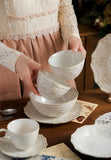 Retro Ceramic Dining Plates, Off White Bowls, Handmade Relief Printing, Household Trays, Tableware Set, Kitchen Uten