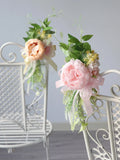 4pcs Artificial Peony Pew Flowers for Wedding Aisle Ceremony Chair Decoration Greenry with Rustic Wedding Outdoor Decor