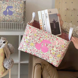 Fabric Storage Basket Folding Washable Portable Storage Basket Printed Portable Dormitory Office Snacks Beauty Clothes Storage B
