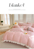 Princess Style Bedding Set Soft Bedroom Decor Comforter Duvet Cover Set Pillowcase Bed Sheet Ruffled Quilt Cover Four Pieces Set