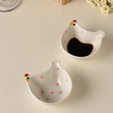 Chicken-shaped Sauce Plate Cute Ceramic Soy Sauce Disc Household Kitchen Mini Bowl Hot Pot Seasoning Plate Dumpling Vinegar Disc