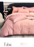 Flowers Embroidery Bedding Set Light Luxury Brushed Four-Piece Set Girl Bedroom Decor King Duvet Cover Set Bed Sheet Pillowcases