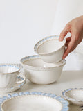 European-Style Court Ceramic Lace Staple Plate, Simple Blue Breakfast Mug, Underglaze Coffee Mug, Home Tableware Set