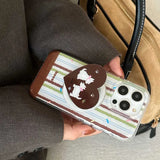Cute Dog Stand holder Phone Case Stripe For Iphone 17Pro 17 16ProMax 13 14 15 16 Pro Max 16Pro 15ProMax 15Pro 14Pro Cover Fundas