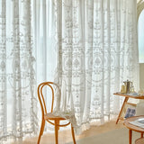 French Vintage Embroidered Lace White Sheer Curtain,high-end privacy Sheer Voile For Princess Bedroom Living Room,Home Drapes