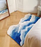 Tufted Blue Sea Pattern Carpet Bathroom Mat Soft Fluffy Area Bedroom Floor Pad Rug Doormat Tidy Home Room Decor