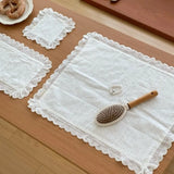 Korean Style Soft Flounced Lace Ruffle Placemats Dust-proof Multi-purpose Lace Napkins Coasters Photo Props