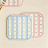 Sweet Korean Style Floral Table Mat Absorbent Non-Slip Heat Insulated Pad Lightweight Bowl Cup Coaster Girls Room Home Gift
