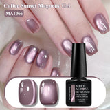 Coffee Sunset Cat Magnetic Gel Nail Polish Glass Bead Ultral Shine Magnetic Semi Permanent Soak Off UV Gel Varnish Nail Supplies