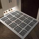 Black & White Geometric Wire Loop Entryway Mat Heavy Duty Non-Slip Door Rug