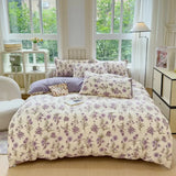 Ikeehome  Class A super soft jacquard cloud yarn cotton four-piece set, bed sheet, bed hat, quilt cover, student dormitory bed