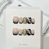 10pcs Butterfly Flower Fake Nails Medium Coffin False Nails Pearl Gradient Press on Nails French Nail Art Sweet Cool Nail Tips