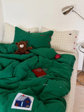 Retro Forest | Ins Blogger een Pure Cotton Waed Cotton Four-Piece Set 8 Bed Cap Mix Plaid Pure Cotton Bedding Set