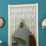 Embroidery Sheer Valance Door Decor Lace Short Curtain with Tassel Beads Embroidery Sheer Valance for Living Room New