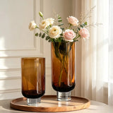 Modern Minimalist Glass Vase High Legged Cup Shape Hydroponic Glass Flower Bottle Home Living Room Tabletop Ornament