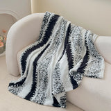 Thick Bed Blanket Office Sofa Nap Leisure Blanket Coral Velvet Warm Blanket Autumn Jacquard Striped Decorative Blanket