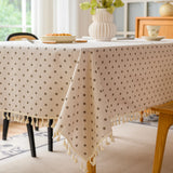 Table Cover Tablecloth with Tassel Wrinkle Free Anti-Fading Washable Dust-Proof for Kitchen Dining Party Desktop Decoration