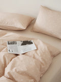 Ikeehome  Fre Cotton Floral Print Bedding Set Pure Color Duvet Cover Bed eet Quilt Cover All Seasons Universal Simple Sle 4-Piece...