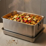 Stainless Steel Tray Side Handles Rectangular Serving Tray Stainless Steel Hotel Pan Seamless Home Container Stackable