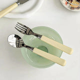 Cream Style Knife Fork Spoon Three Piece Set for Home Use Simple Dessert Spoon Yogurt Spoon Western-style Fork Fruit Fork