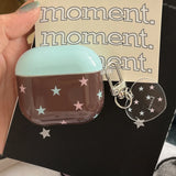 Blue Cover Brown Pink Star + Heart Pendant Case Suitable for Apple for Airpodspro2 Case/For Airpodspro Case/For Airpods4 Case/For Airpods3 Case/For Airpods2 Case/Fashionable Women's Earphone Case/Simple Earphone Case/