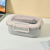 Portable Lunch Box, Lunch Container for Kids, Double Bento Box with Tableware, Microwaveable Food Storage Container