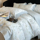 Luxury Digital Printing Flowers and Plants Bedding Set Lyocell Eucalyptus Fiber Soft Silky Duvet Cover Bed Sheet Pillowcase 4Pcs