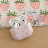 new earphone case for apple airpods pro 2 charging box protection cover purple flower fall prevention keychain for airpods 4 3 2