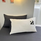 Ins Cartoon Panda Bedding Set Towel Embroidery Duvet Cover Queen Twin Full Size Grey Bed Flat Sheet Quilt Cover Pillowcases