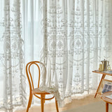 French Vintage Embroidered Lace White Sheer Curtain,high-end privacy Sheer Voile For Princess Bedroom Living Room,Home Drapes