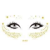 Glitter Stickers Face Tattoo Flash Gold Temporary Metalic Tattoos Waterproof Makeup Decals for Girls Party Music Festival