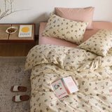 Floral Rose Cotton Bedding Set 4-Piece Pure Cotton Bed eet Cover Duvet Cover Country Sle Korean System Turtle Mister Brand