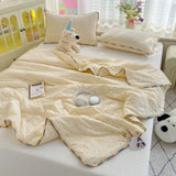 Korean Style Summer Cool Quilt For Girl Skin-friendly Washed Cotton Air Conditioning Quilt Breathable Soft Blanket Home Textiles