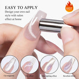 Green Guava Gel Nail Polish Cat Magnetic Light 10ml Sparkling Glass Bead Soak Off UV LED Varnish Salon Maniucre