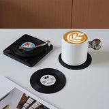 6Pcs Record Coaster with Player Storage Stand, Retro Vinyl Record Coaster, for Home Decoration, Non-Slip Insulated Coaster, Coffee Table Coaster, Coffee Coaster, Gift Gift