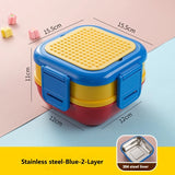 DIY Building Blocks Lunch Box for Kids Cartoon Bento Box with Spoon Lunch Bag for Kids Building Block Accessories