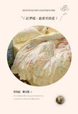 Korean Princess Style 4Pcs Floral Ruffles Bedding Set Single Queen Size Soft Skin-friendly Washed Cotton Duvet Cover Pillowcase