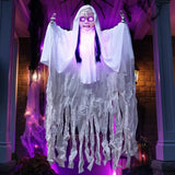 no 43" Outdoor Halloween Decoration, Scary Girl Hanging Ghost Decor Sound Activated with Light-up Head for Yard, Patio, Haunted House Lawn Garden