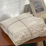 Korean Princess Style Lace Ruffles Soft Washed Cotton Skin-friendly Bedding Set Duvet Cover Bed Sheet/Fitted Sheet Pillowcases